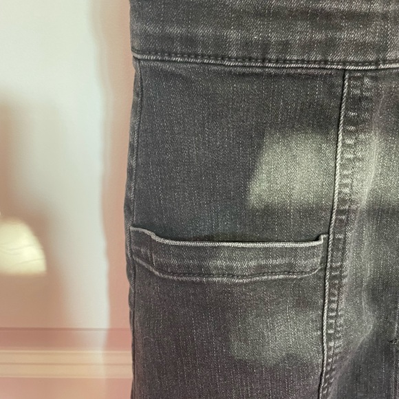 black jean overall dress; 2 pockets & 9 buttons; in outstanding condition - Picture 3 of 5